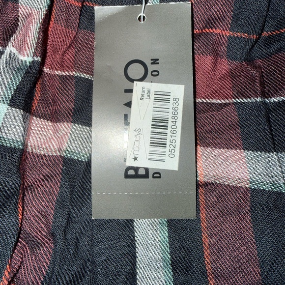 Buffalo David Bitton Off-Shoulder Plaid Blouse - Red and Black - Picture 2 of 4